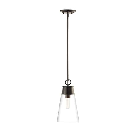 Z-Lite Wentworth 1 Light Pendant, Matte Black & Clear 2300P8-MB